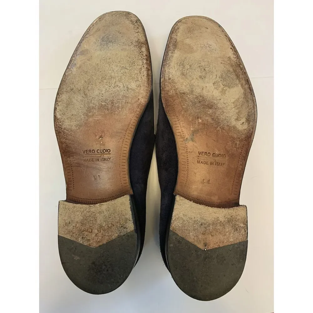 Bruno Parmigiani Suede Loafer Mens US 11 EU 44 Bench Made Italian Slip On Navy